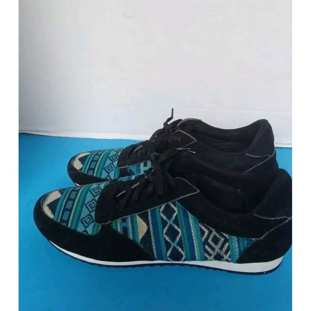 Etnies Aztec Print‎ Sneakers Black & Turquoise Casual Athletic Shoes